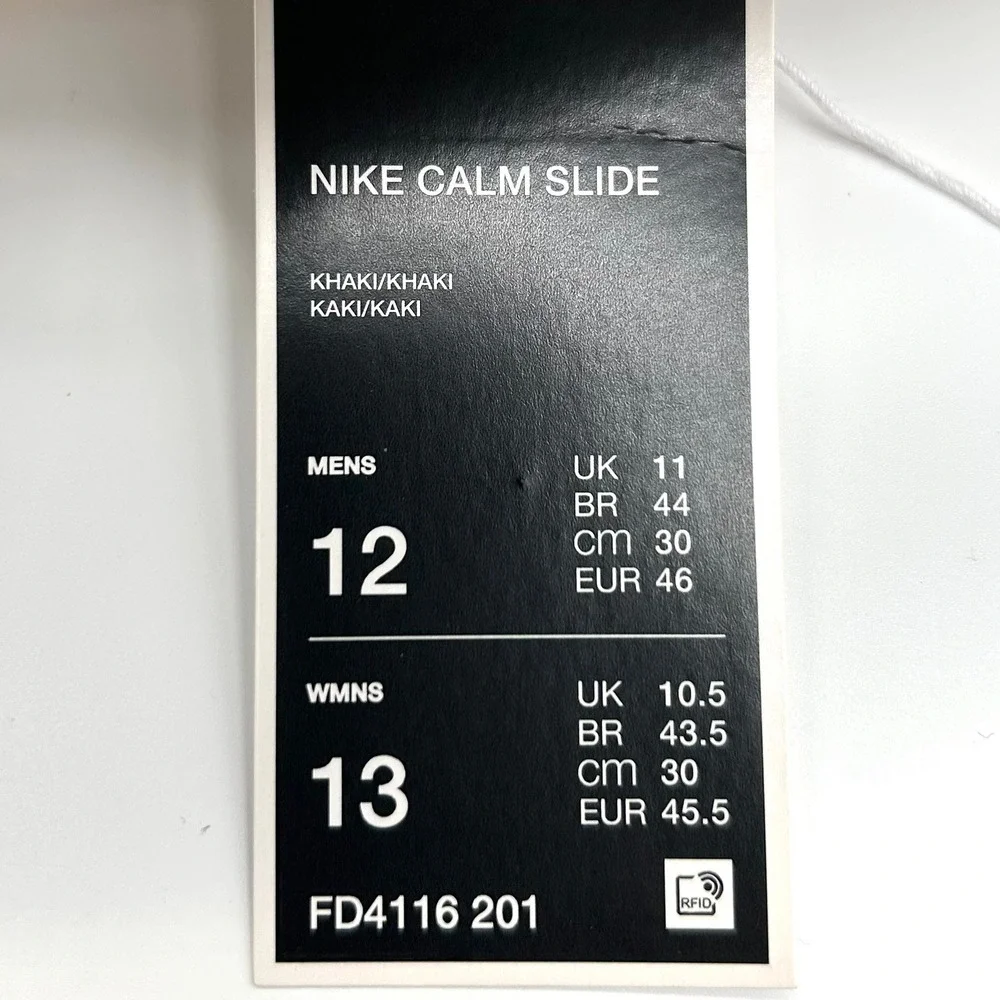 Nike Calm Slide Mens 12 Womens 13 Khaki Tan FD4116-201 Minimalist Foam Sandals